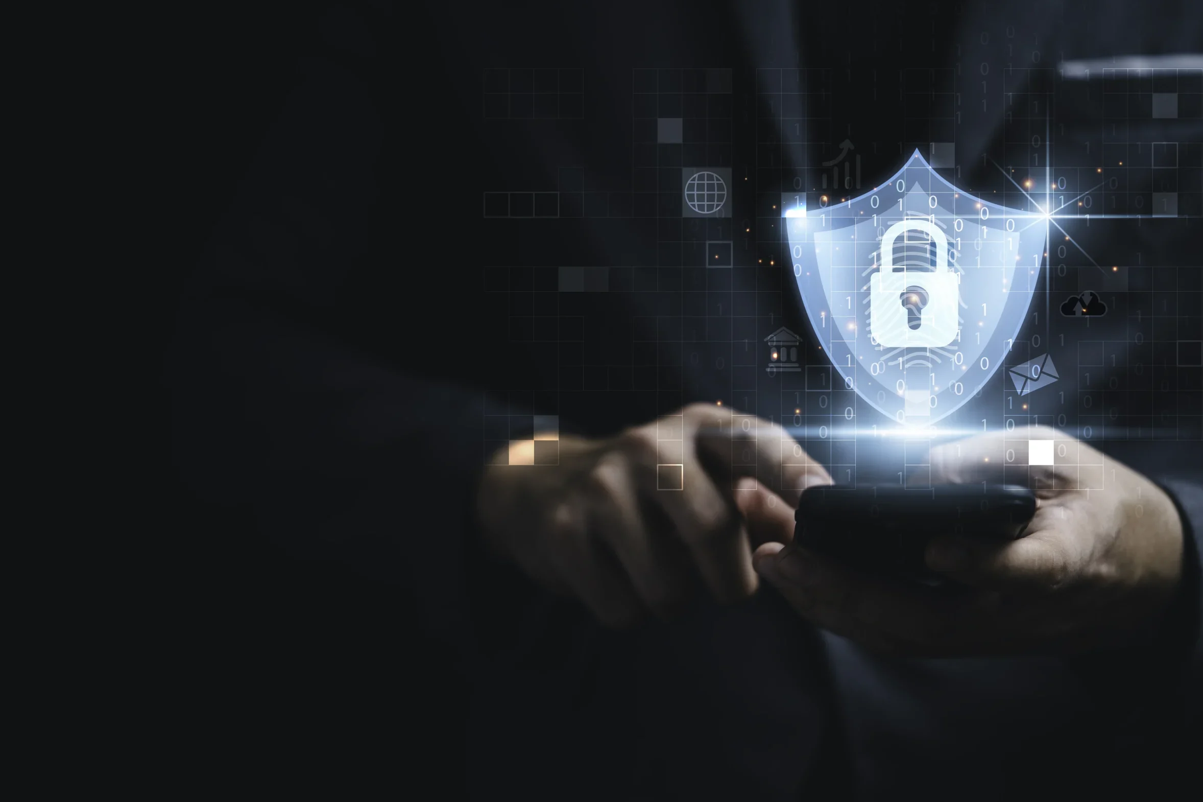 Phone showing device locking with data security sign by datacultr